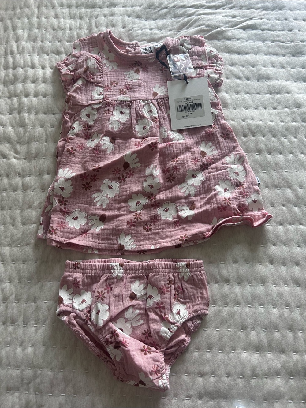 deux par deux Pink Floral Two-Piece Dress & Bloomers